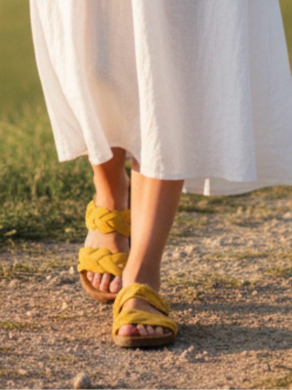 EARTH Mustard Braided Sandals Size 8